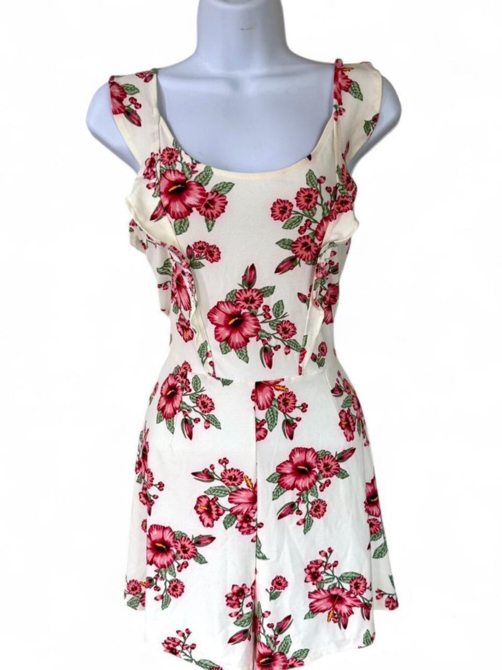 Offwhite Pink Burgundy Floral Romper 8